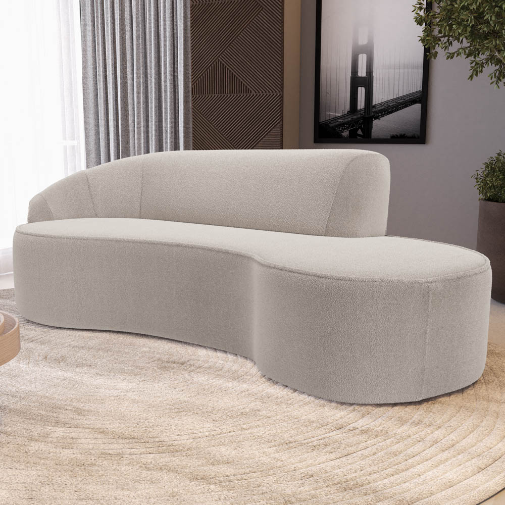 Sofá Living  4 Lugares 280cm Braço Esquerdo Mozart D06 Bouclê Bege - Mpozenato