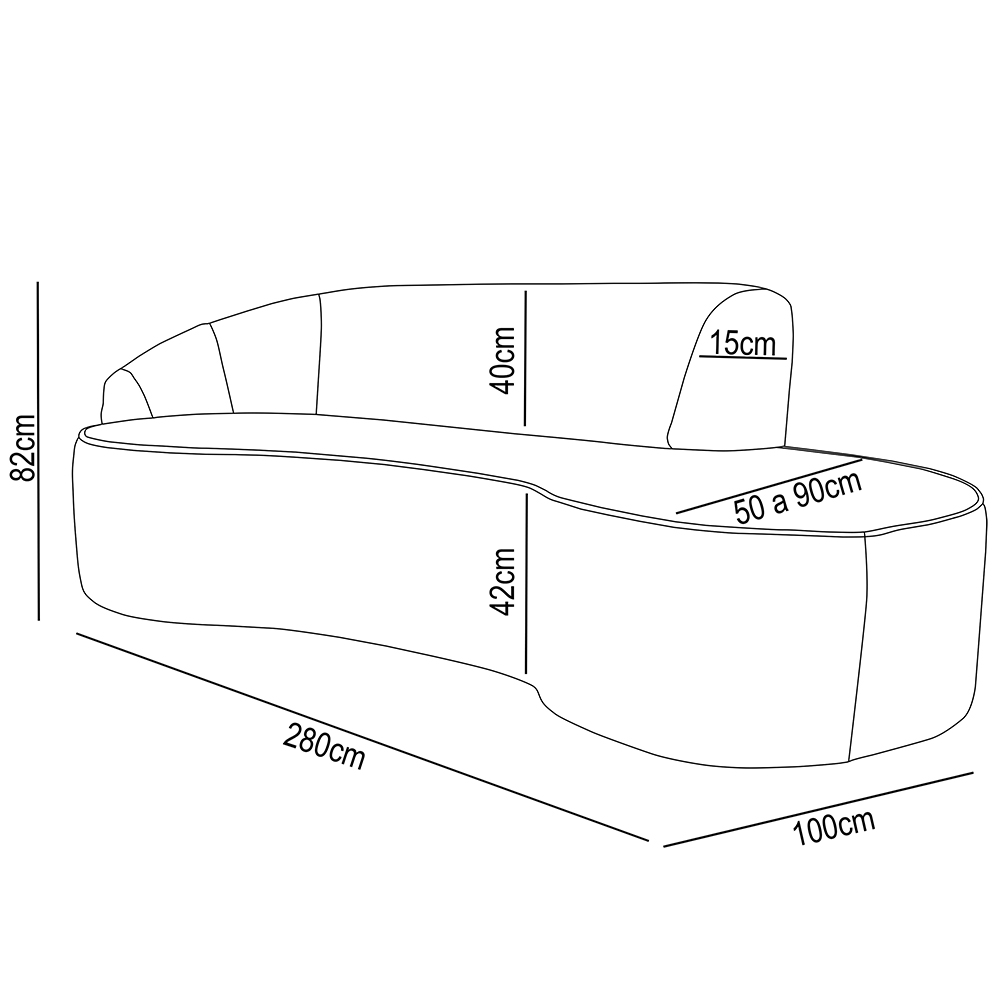 Sofá Living  4 Lugares 280cm Braço Esquerdo Mozart D06 Veludo Bege - Mpozenato