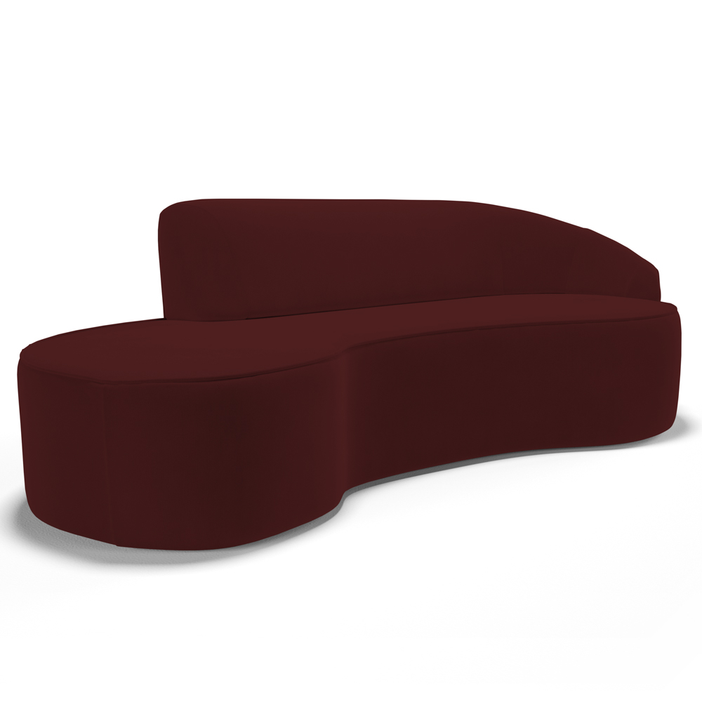 Sofá Living  4 Lugares 300cm Braço Direito Mozart D06 Veludo Vermelho - Mpozenato