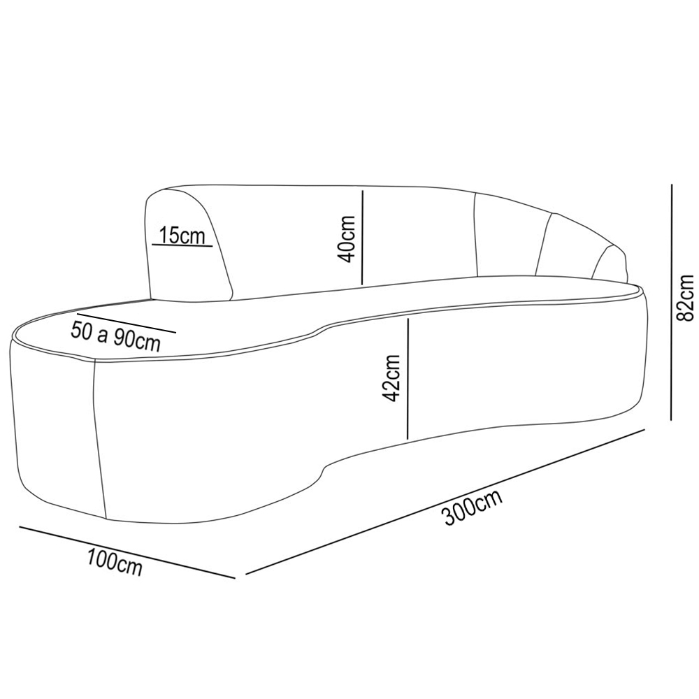 Sofá Living  4 Lugares 300cm Braço Direito Mozart D06 Veludo Vermelho - Mpozenato