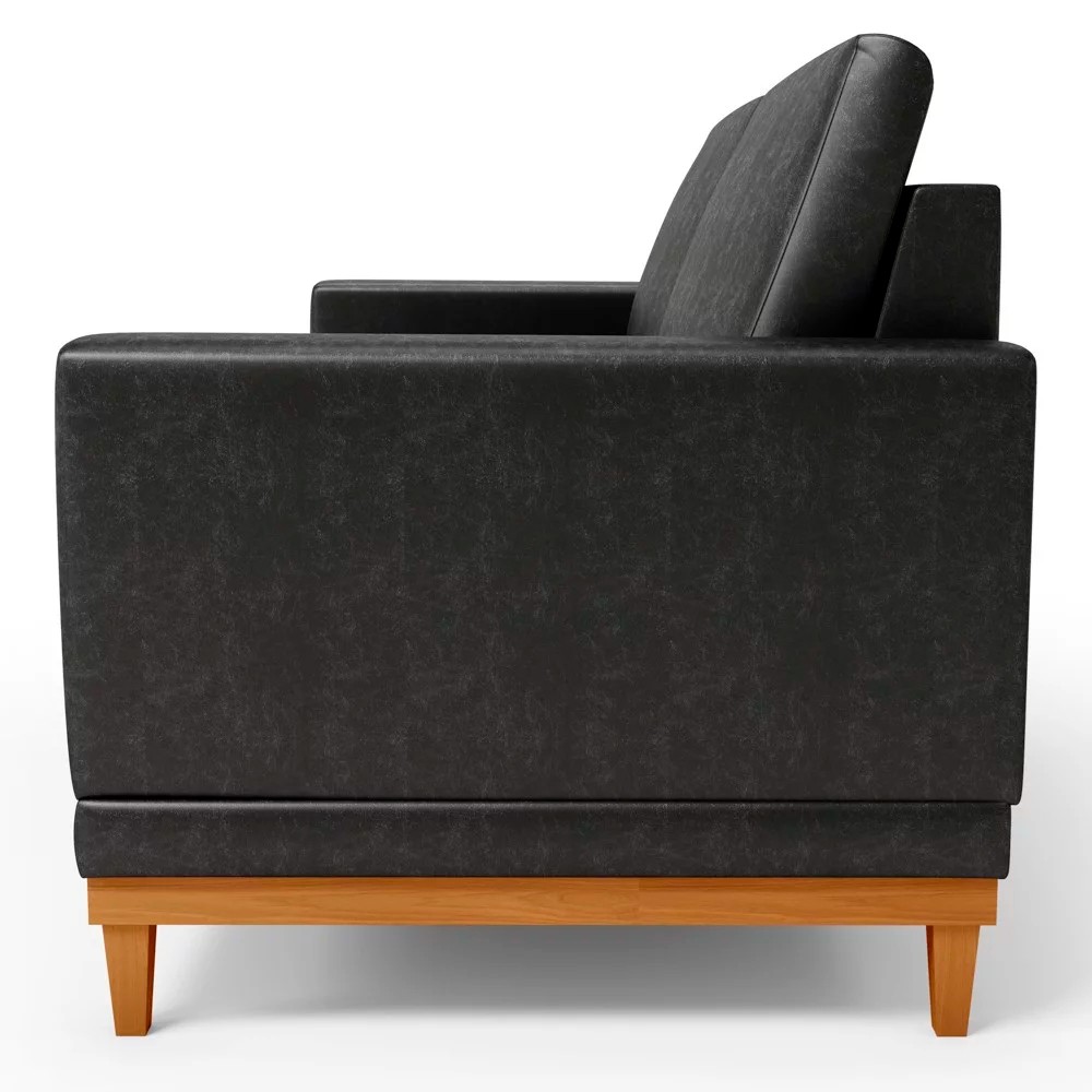 Sofá Living 145cm 2 Lugares Kayrós D05 Sintético Preto - Mpozenato