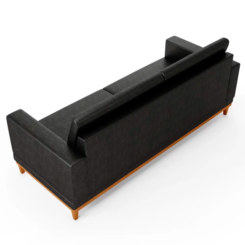 Sofá Living 145cm 2 Lugares Kayrós D05 Sintético Preto - Mpozenato