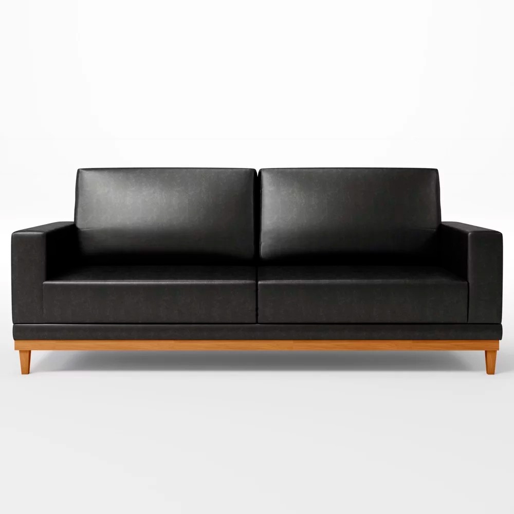 Sofá Living 145cm 2 Lugares Kayrós D05 Sintético Preto - Mpozenato
