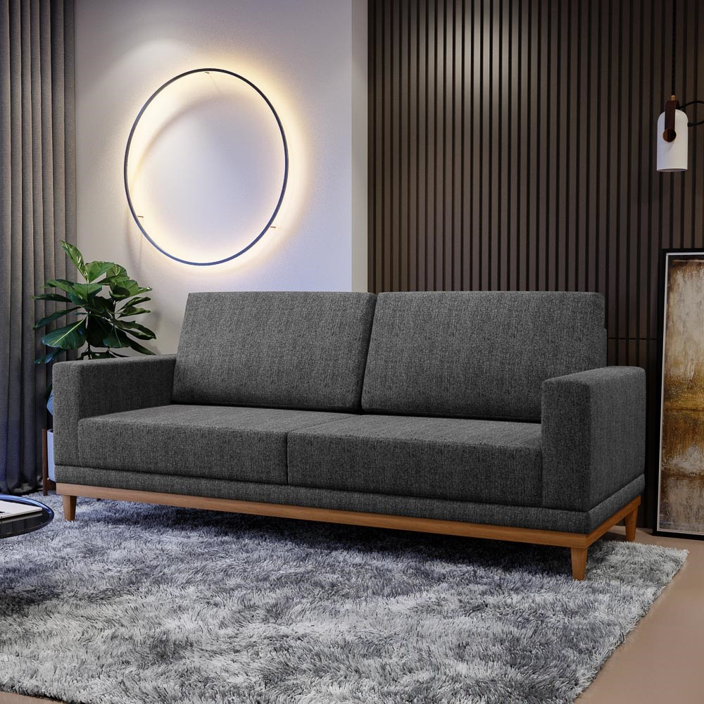 Sofá Living 160cm 2 Lugares Kayrós D05 Linho Chumbo - Mpozenato