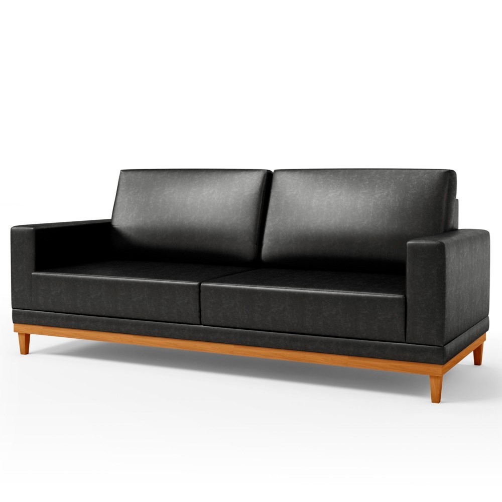 Sofá Living 180cm 3 Lugares Kayrós D05 Sintético Preto - Mpozenato