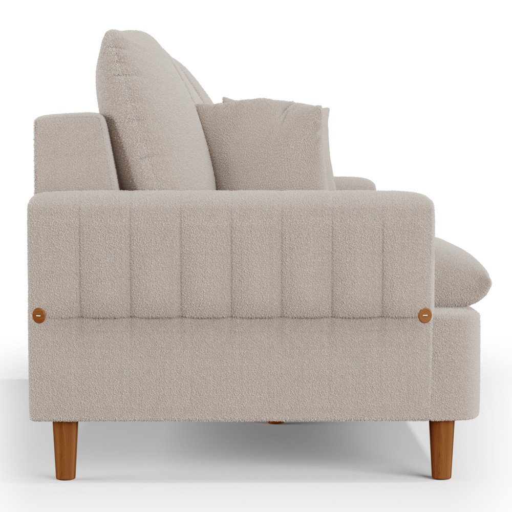Sofá Living 2 Lugares 160cm com Almofadas Veras D05 Boucle Bege - Mpozenato