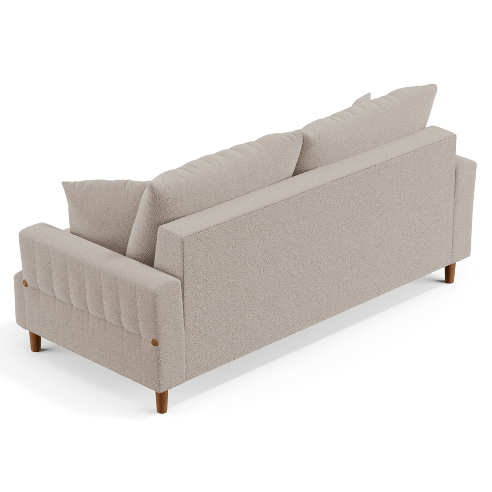 Sofá Living 2 Lugares 160cm com Almofadas Veras D05 Boucle Bege - Mpozenato
