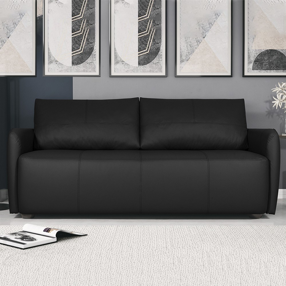 Sofá Living 2 Lugares Sala de Estar 180cm Virtus L07 Couro Preto - Mpozenato