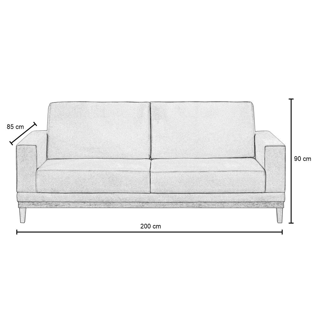 Sofá Living 200cm 3 Lugares Kayrós D05 Suede Bege - Mpozenato