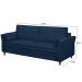 Sofá Living 3 Lugares 180cm Pés Madeira Efraim F05 Veludo Azul - Mpozenato