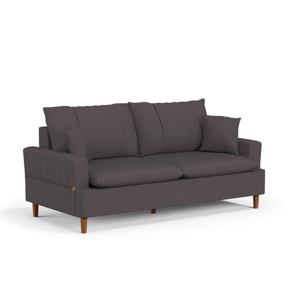 Sofá Living 3 Lugares 180cm com Almofadas Veras D05 Suede Cinza - Mpozenato