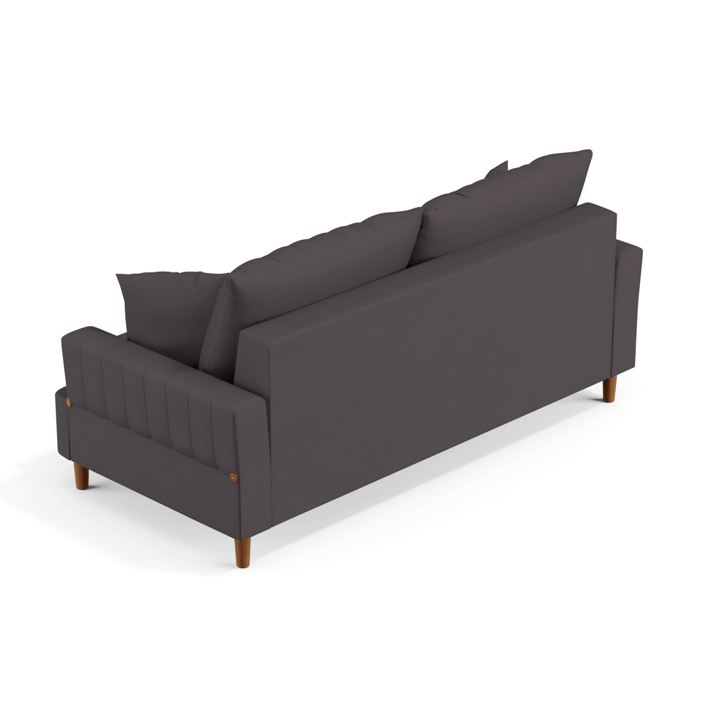 Sofá Living 3 Lugares 180cm com Almofadas Veras D05 Suede Cinza - Mpozenato