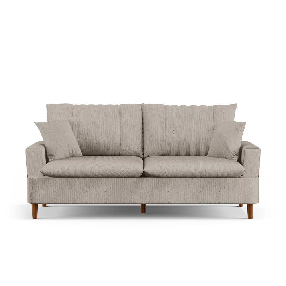 Sofá Living 3 Lugares 200cm com Almofadas Veras D05 Linho Bege - Mpozenato