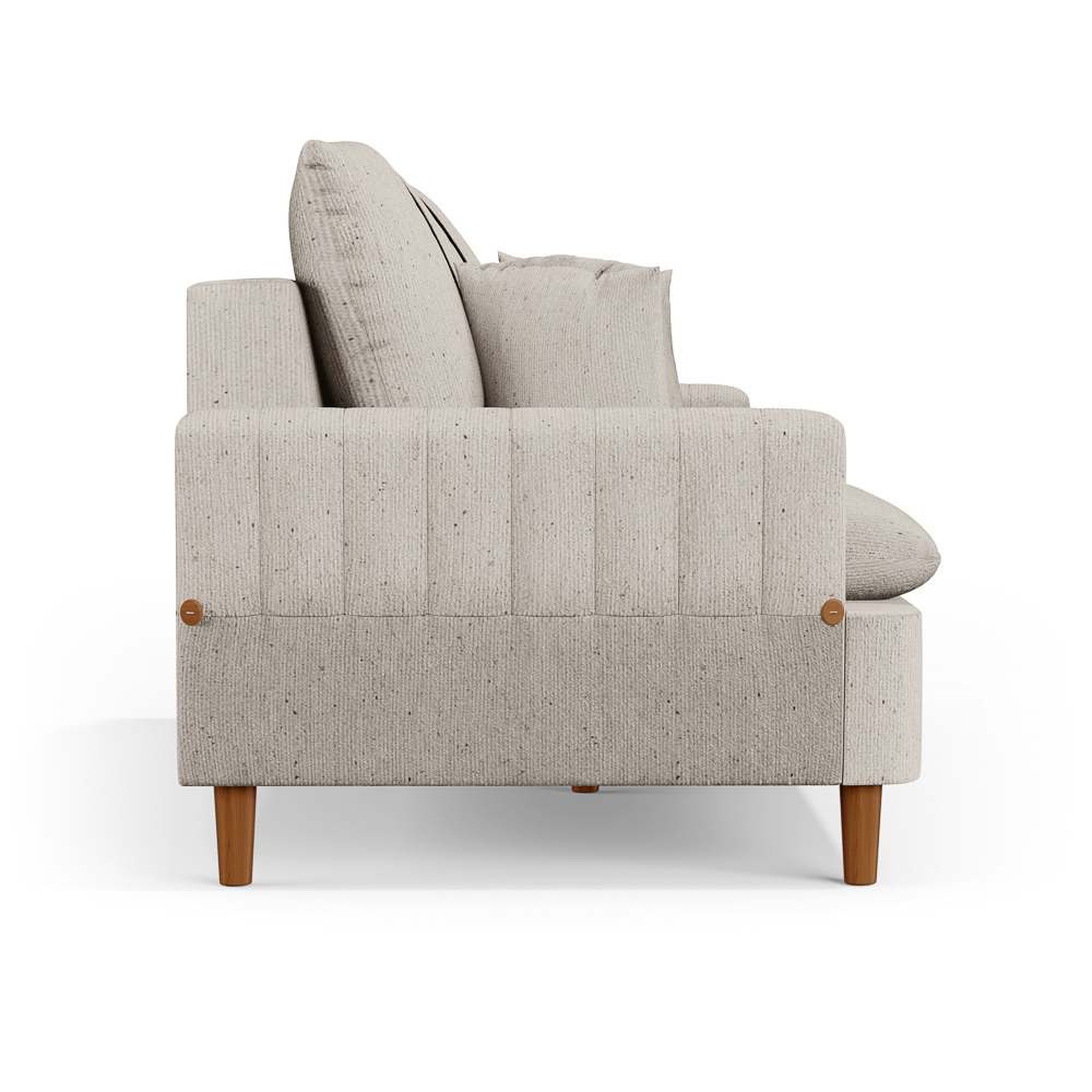 Sofá Living 3 Lugares 200cm com Almofadas Veras D05 Linho Bege - Mpozenato