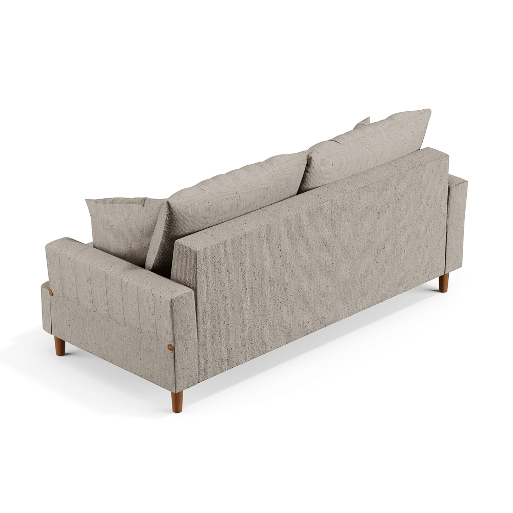 Sofá Living 3 Lugares 200cm com Almofadas Veras D05 Linho Bege - Mpozenato