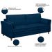 Sofá Living 3 Lugares 220cm Pés Madeira Efraim F05 Veludo Azul - Mpozenato