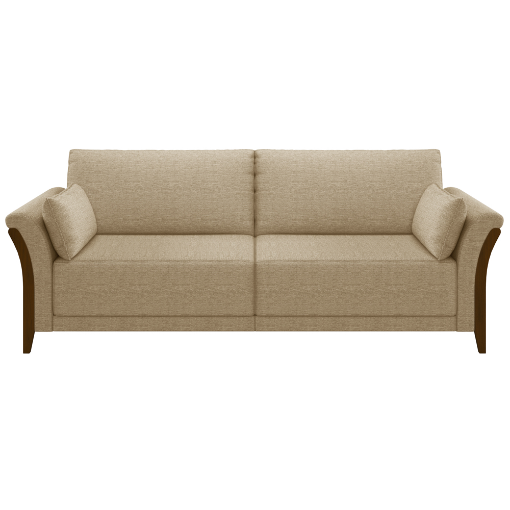 Sofá Living 3 Lugares 222cm Pés Madeira Roya M22 Linho Bege - Mpozenato