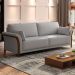 Sofá Living 3 Lugares 222cm Pés Madeira Roya M22 Linho Cinza - Mpozenato