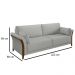 Sofá Living 3 Lugares 222cm Pés Madeira Roya M22 Linho Cinza - Mpozenato