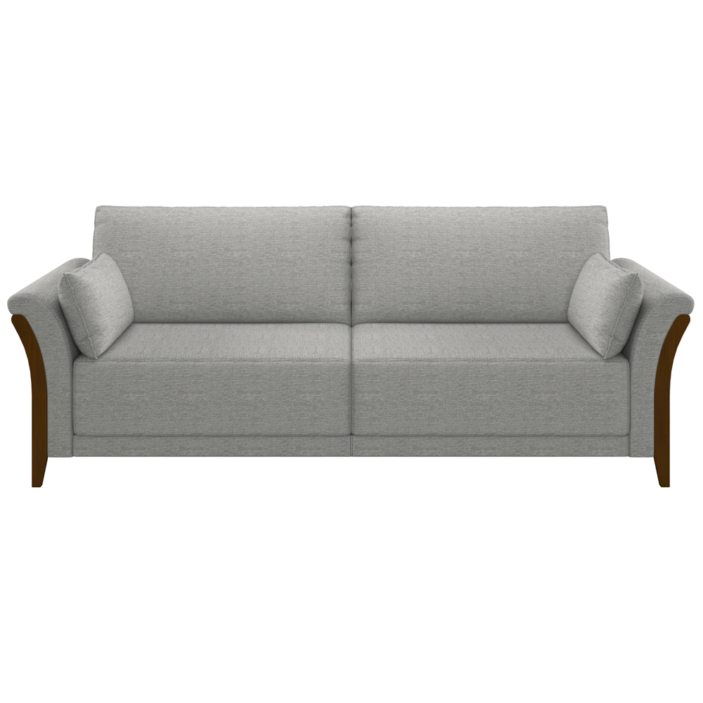Sofá Living 3 Lugares 222cm Pés Madeira Roya M22 Linho Cinza - Mpozenato