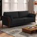 Sofá Living 3 Lugares 222cm Pés Madeira Roya M22 PU Preto - Mpozenato