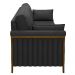 Sofá Living 3 Lugares 222cm Pés Madeira Roya M22 PU Preto - Mpozenato