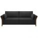Sofá Living 3 Lugares 222cm Pés Madeira Roya M22 PU Preto - Mpozenato