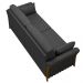 Sofá Living 3 Lugares 222cm Pés Madeira Roya M22 PU Preto - Mpozenato