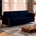 Sofá Living 3 Lugares 222cm Pés Madeira Roya M22 Veludo Azul Marinho - Mpozenato