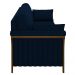 Sofá Living 3 Lugares 222cm Pés Madeira Roya M22 Veludo Azul Marinho - Mpozenato