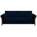 Sofá Living 3 Lugares 222cm Pés Madeira Roya M22 Veludo Azul Marinho - Mpozenato