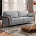 Sofá Living 3 Lugares 222cm Pés Madeira Roya M22 Veludo Cinza - Mpozenato