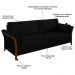 Sofá Living 3 Lugares 222cm Pés Madeira Roya M22 Veludo Preto - Mpozenato
