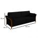 Sofá Living 3 Lugares 222cm Pés Madeira Roya M22 Veludo Preto - Mpozenato