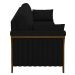 Sofá Living 3 Lugares 222cm Pés Madeira Roya M22 Veludo Preto - Mpozenato