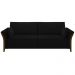 Sofá Living 3 Lugares 222cm Pés Madeira Roya M22 Veludo Preto - Mpozenato