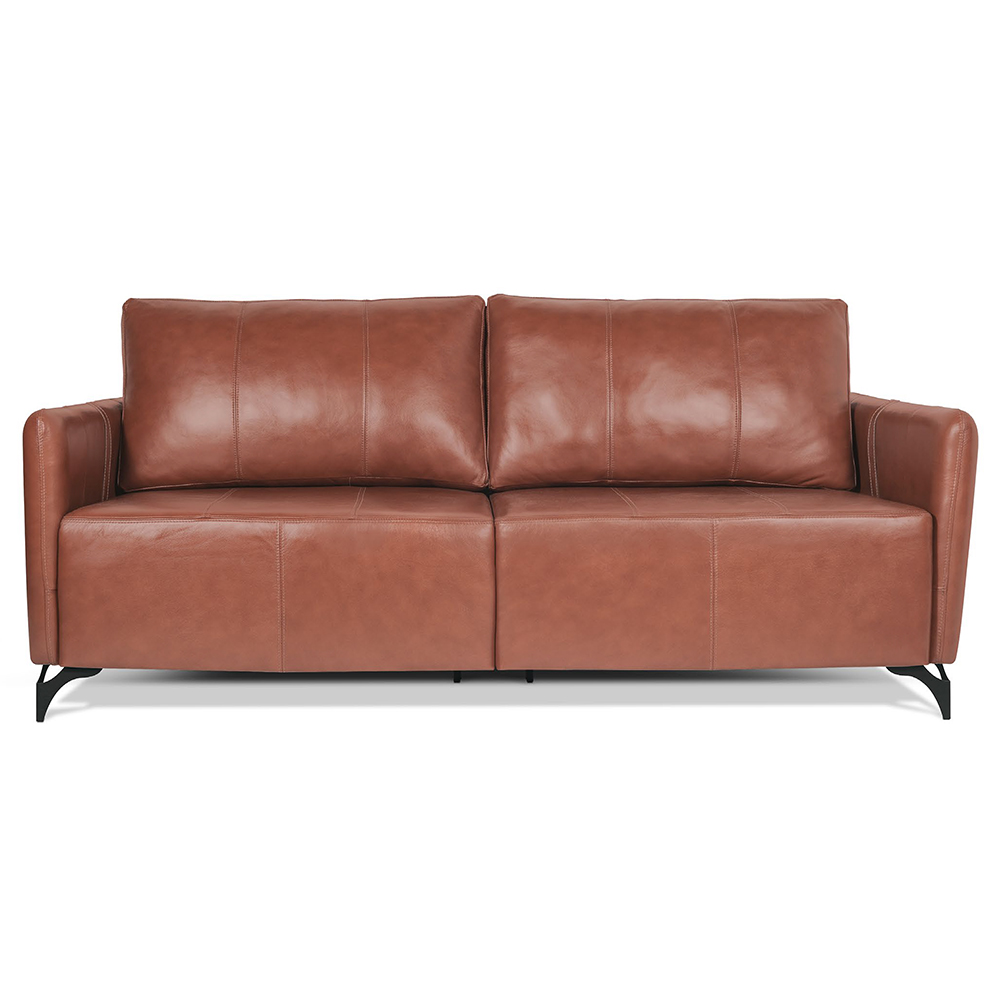 Sofá Living 3 Lugares Sala de Estar 220cm Cisso L07 Couro Marrom Claro - Mpozenato