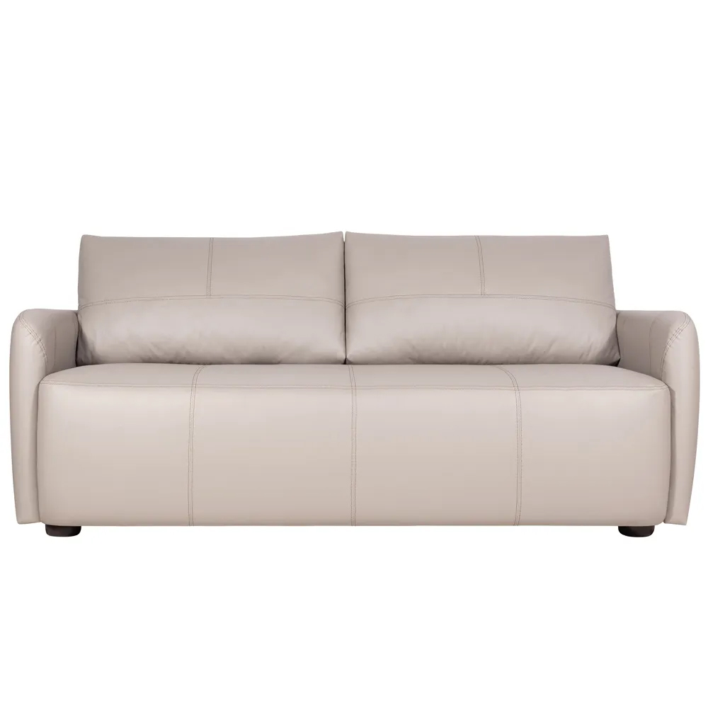 Sofá Living 3 Lugares Sala de Estar 220cm Virtus L07 Couro Bege - Mpozenato