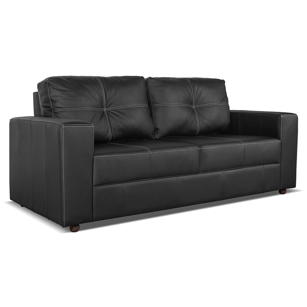 Sofá Living 3 Lugares para Sala de Estar 200cm Licci L07 Couro Preto - Mpozenato