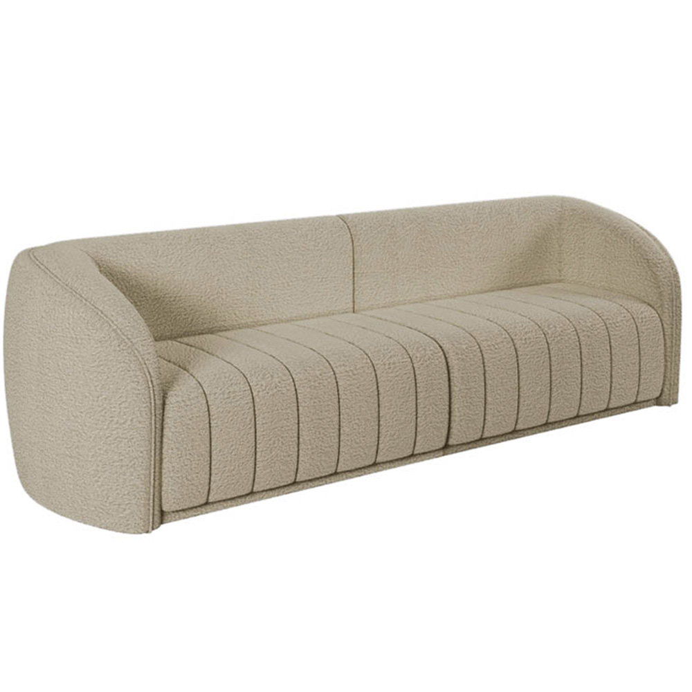 Sofá Living Decorativo 3 Lugares 252cm Meris M22 Bouclê Bege - Mpozenato