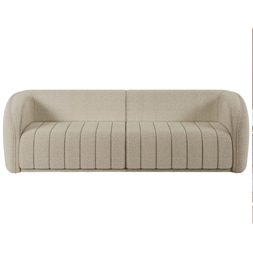 Sofá Living Decorativo 3 Lugares 252cm Meris M22 Bouclê Bege - Mpozenato