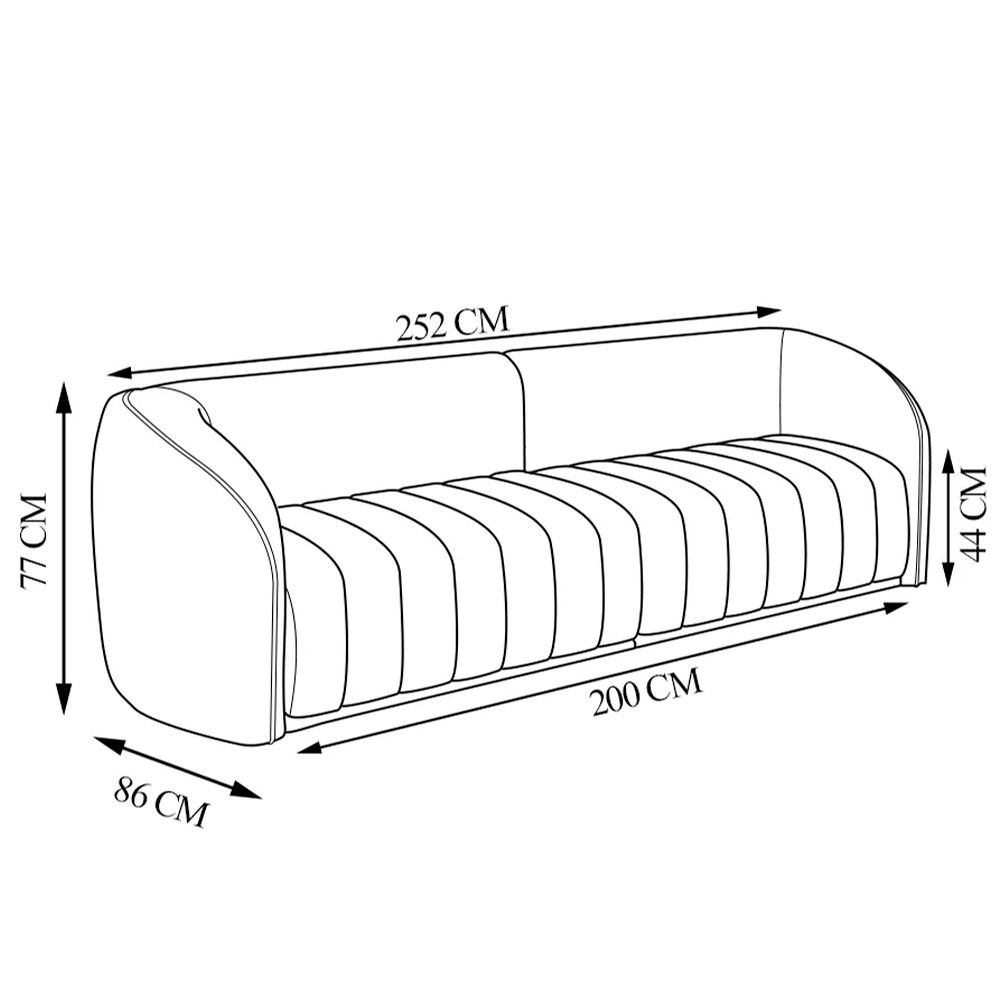 Sofá Living Decorativo 3 Lugares 252cm Meris M22 Bouclê Cru - Mpozenato