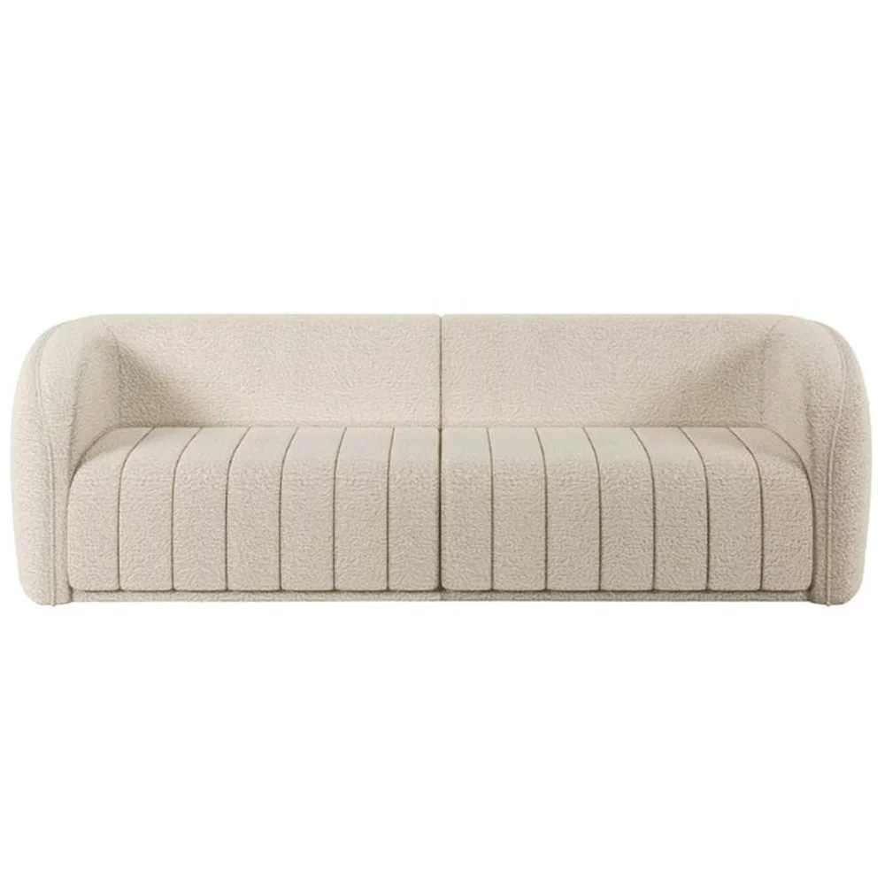 Sofá Living Decorativo 3 Lugares 252cm Meris M22 Bouclê Cru - Mpozenato
