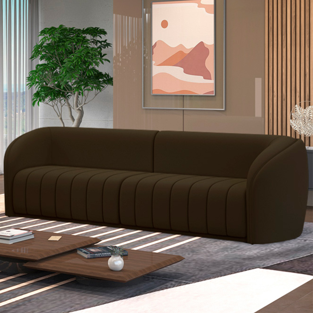 Sofá Living Decorativo 3 Lugares 292cm Meris M22 Veludo Marrom - Mpozenato