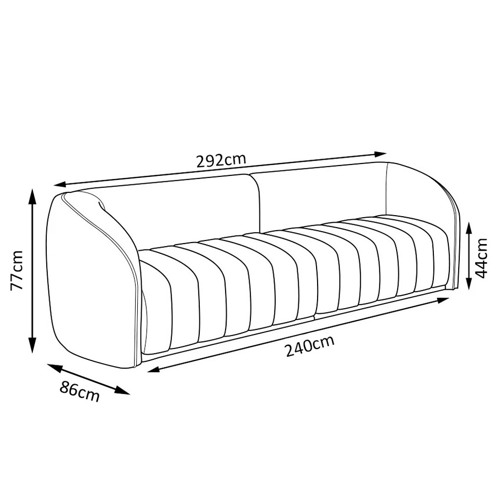 Sofá Living Decorativo 3 Lugares 292cm Meris M22 Veludo Marrom - Mpozenato