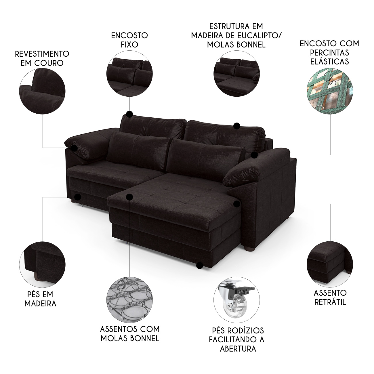 Sofá Retrátil 2 Lugares Para Sala 175cm Dijon Couro Bordô S07 - Mpozenato