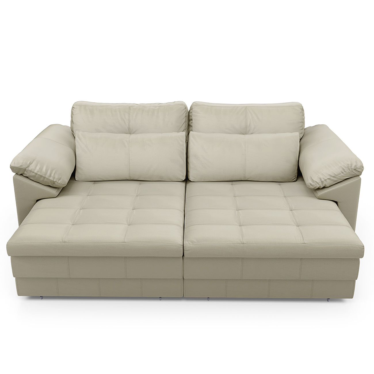 Sofá Retrátil 2 Lugares Para Sala 175cm Dijon Couro Creme S07 - Mpozenato