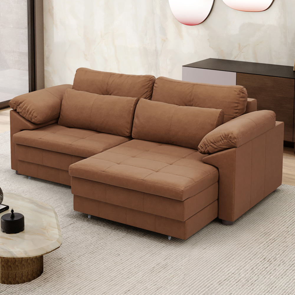 Sofá Retrátil 2 Lugares Para Sala 175cm Dijon Couro Mel S07 - Mpozenato