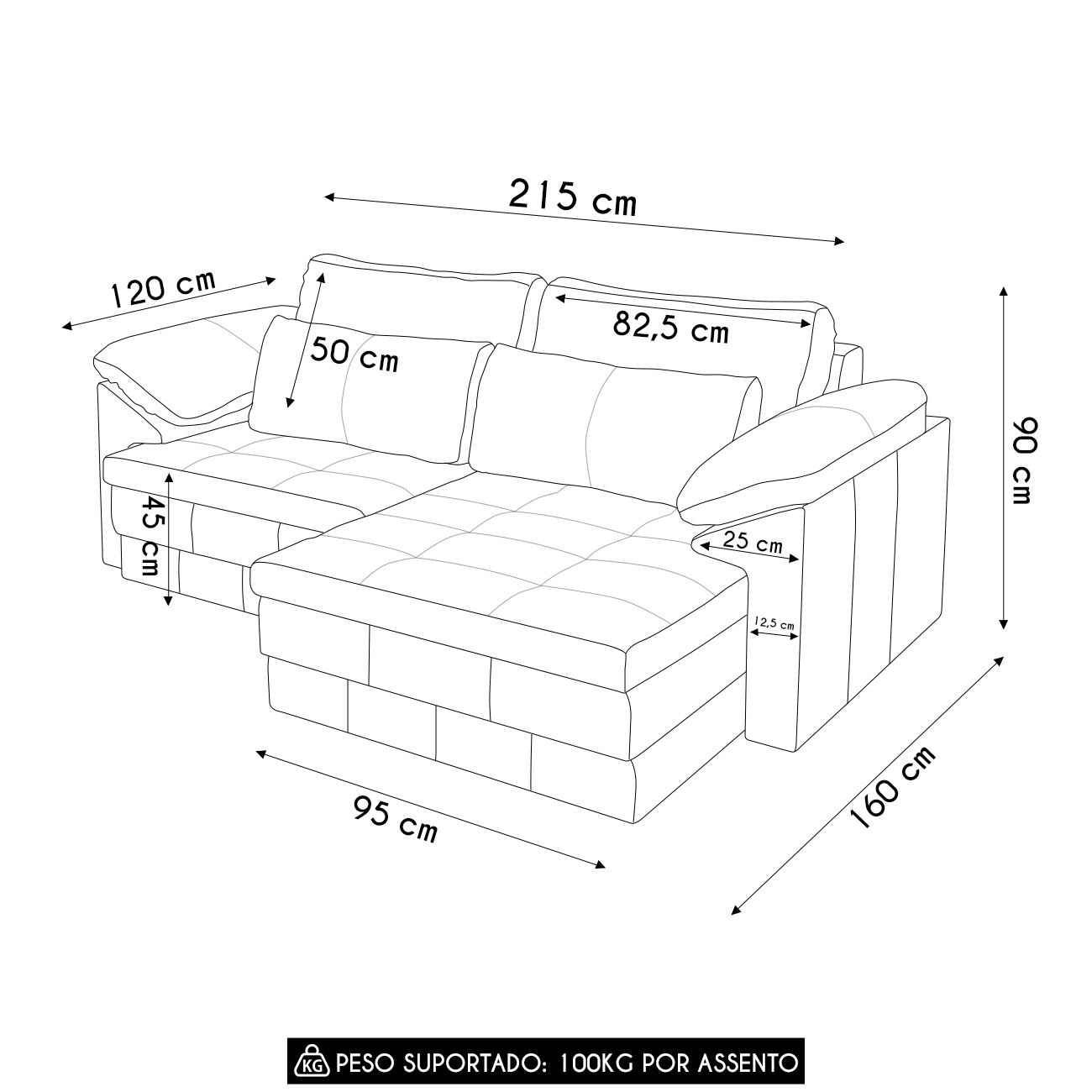 Sofá Retrátil 2 Lugares Para Sala 215cm Dijon Couro Bege S07 - Mpozenato