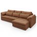 Sofá Retrátil 3 Lugares Para Sala 257cm Dijon Couro Mel S07 - Mpozenato